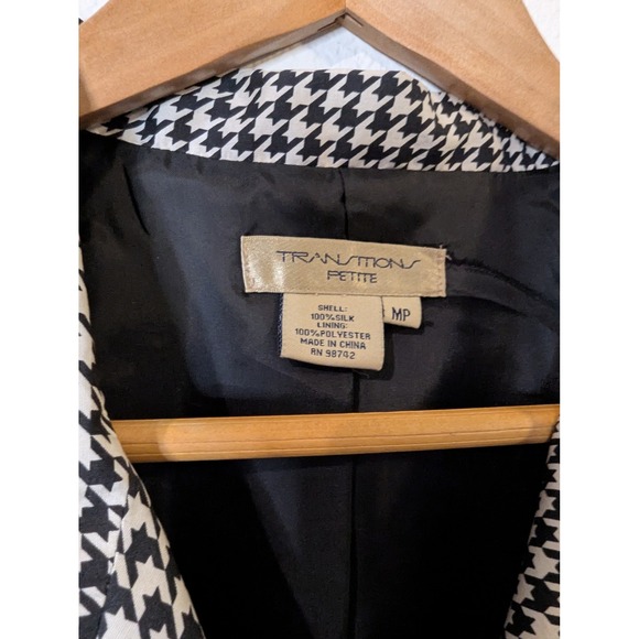 Transitions Petite Houndstooth Silk Blazer Jacket Womens MP - Picture 3 of 13